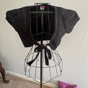 Black Tie-Front Shrug